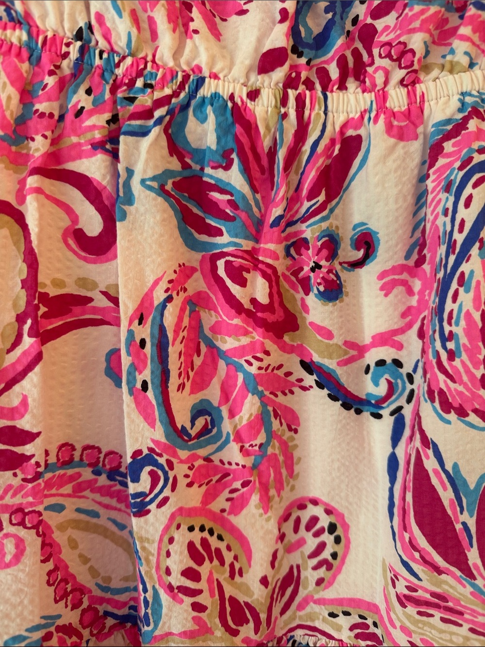 Lilly Pulitzer Pink Paisley Tiered V-Neck Dress with Blue Accents - Picture 5 of 5